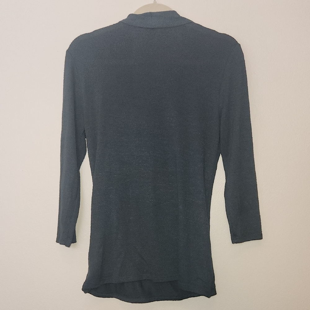 41 Hawthorn Women's Dark Green Faux Wrap Knit Blouse Size M - Picture 3 of 5